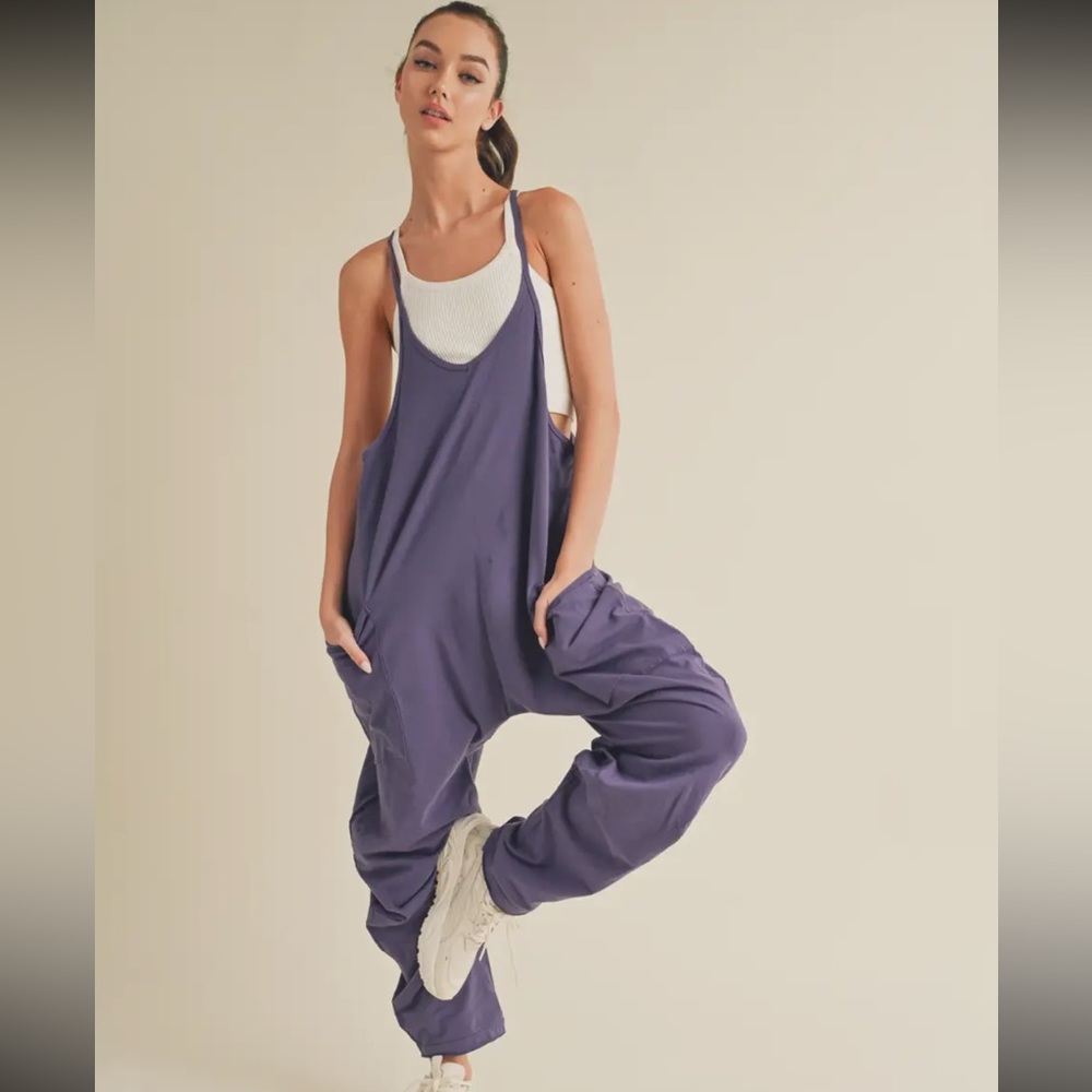 Womens Purple Soft & Comfy Jumpsuit Pockets Romper